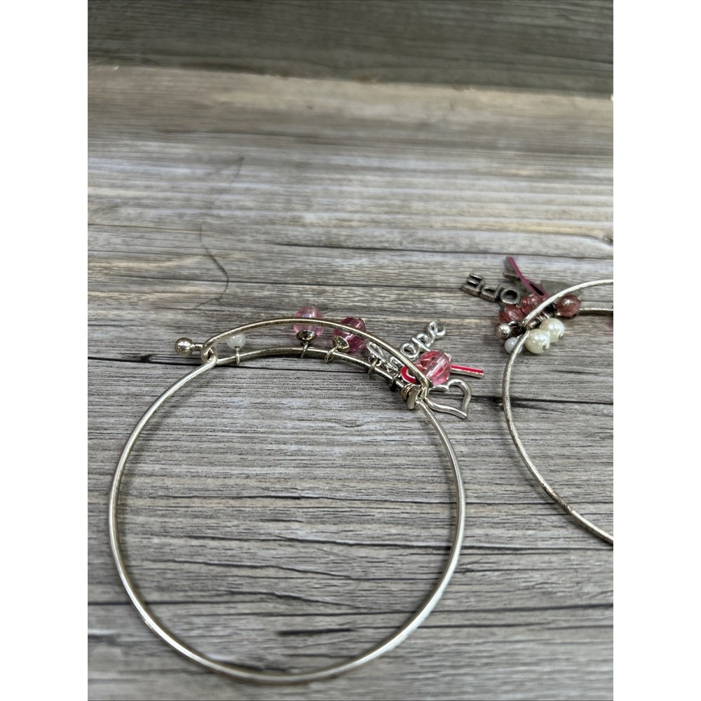 Breast Cancer Awareness Charm Bracelet‎ By Avon Lot Of 2 Gold And Silver Tone - Picture 9 of 10